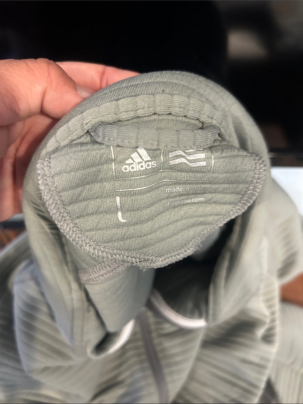 adidas Light Gray Full-Zip Ribbed Jacket - Picture 3 of 3